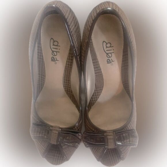 Diba classic peep-toe plaid heels with bow-detail! - Picture 12 of 15